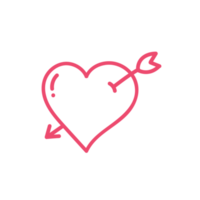 Hand drawn heart line. red heart love on valentines day png