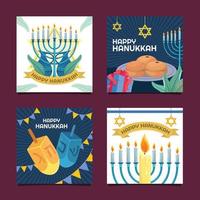 feliz plantilla de redes sociales de hanukkah vector