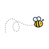 Bee flying path. A bee flying in a dotted line The flight path of a bee to honey. png