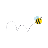 chemin de vol des abeilles. une abeille volant en pointillé la trajectoire de vol d'une abeille vers le miel. png