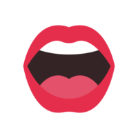 icono de la boca. labios que abren la boca hasta ver los dientes y la lengua dentro de la boca. png