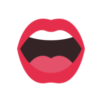 Mund-Symbol. Lippen, die ihren Mund öffnen, bis sie Zähne und Zunge im Mund sehen. png