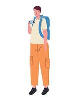 male tourist with camera vector