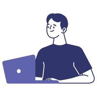 man using laptop vector