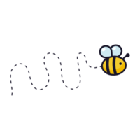chemin de vol des abeilles. une abeille volant en pointillé la trajectoire de vol d'une abeille vers le miel. png