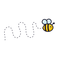 Bee flying path. A bee flying in a dotted line The flight path of a bee to honey. png