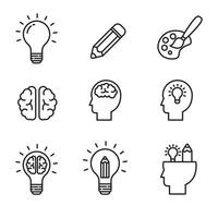 Set of idea and creativity icons with linear style isolated on white background vector