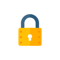 yellow padlock for locking the information on the computer data encryption concept png