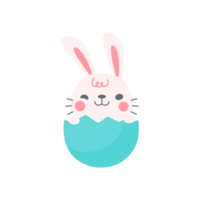un pequeño conejo emerge del agujero. tarjeta decorativa de dibujos animados para niños png