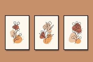 Hand draw abstract botanical with organic shapes boho wall art decoration vector