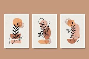 conjunto de decoración de diseño minimalista de arte de pared botánico abstracto vector