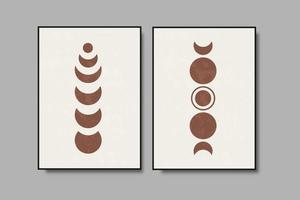 mid century modern contemporary moon shapes boho wall art decoration vector