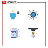 Pictogram Set of 4 Simple Flat Icons of avatar package padlock networking modeling Editable Vector Design Elements