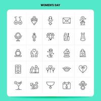 OutLine 25 Womens Day Icon set Vector Line Style Design Black Icons Set Linear pictogram pack Web and Mobile Business ideas design Vector Illustration