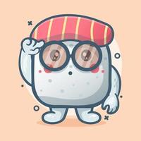 genio mascota de personaje de comida de sushi con expresión de pensamiento dibujos animados aislados en diseño de estilo plano vector