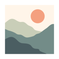 fondo de paisaje de montaña superpuesto con el sol decoración png