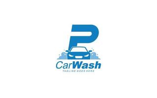 P logo carwash for identity. car template vector illustration for your brand.