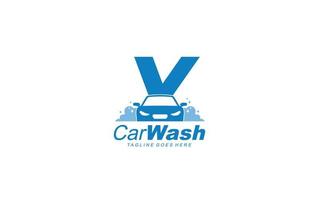 V logo carwash for identity. car template vector illustration for your brand.