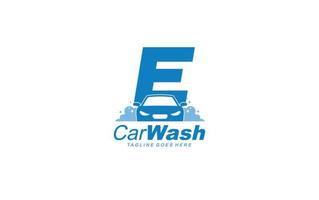 E logo carwash for identity. car template vector illustration for your brand.