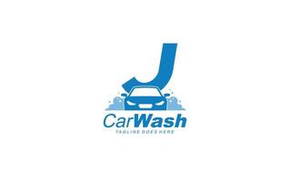lavado de autos con logotipo j para identidad. ilustración de vector de plantilla de coche para su marca.