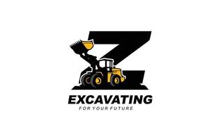 Z logo LOADER for construction company. Heavy equipment template vector illustration for your brand.