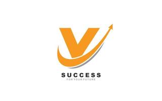 V logo business for branding company. arrow template vector illustration for your brand.