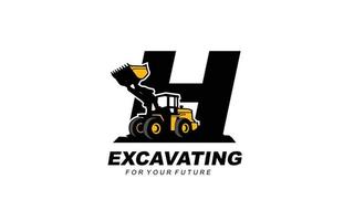 H logo LOADER for construction company. Heavy equipment template vector illustration for your brand.