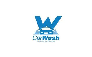 W logo carwash for identity. car template vector illustration for your brand.