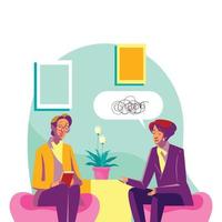Adult Woman Counseling with Professional Psychologist vector