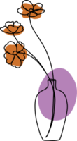 simplicity flower freehand continuous line drawing flat design. png