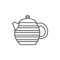 Striped teapot icon, outline style vector