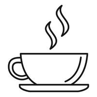 icono de taza de café caliente, estilo de esquema vector