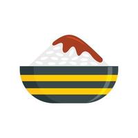 Bowl of rice icon, flat style vector