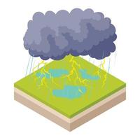 Thunderstorm icon in cartoon style vector