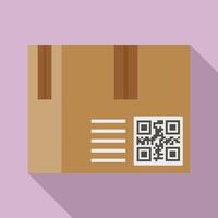 icono de código qr de paquete, estilo plano vector