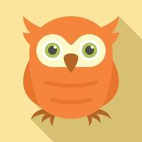 Happy owl icon, flat style vector