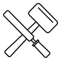 icono de herramientas de martillo de reconstrucción, estilo de esquema vector