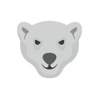 cabeza hambrienta de icono de oso polar, estilo plano vector