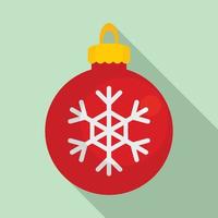 Snowflake xmas toy icon, flat style vector