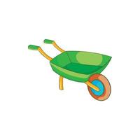 Green wheelbarrow icon in cartoon style vector