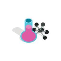 Test flask and molecule structure icon vector