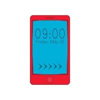 Smartphone with clock on display icon vector