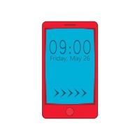 Smartphone with clock on display icon vector