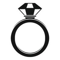 Crystal gemstone ring icon, simple style vector