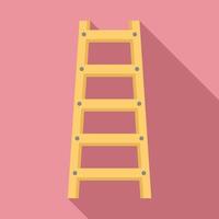 icono de escalera de madera, estilo plano vector