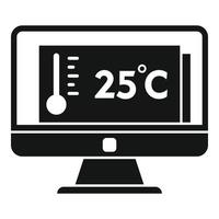 Pc home climate control icon, simple style vector