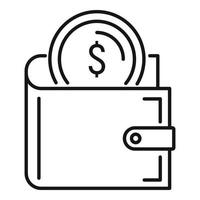 Coin money wallet icon, outline style vector