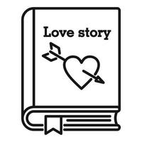 icono de libro de historia de amor, estilo de esquema vector