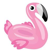 Flamingo inflatable ring icon, cartoon style vector