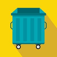 Dumpster on wheels icon, flat style vector